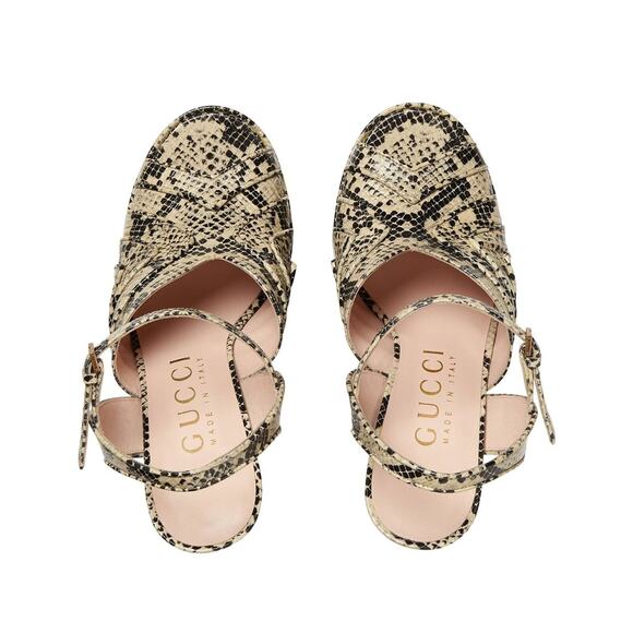 Gucci Keyla 40/ US 10 Platform Sandal Python Print Leather Beige Avana NIB - Picture 2 of 12